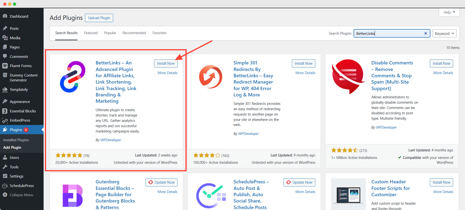 Install BetterLinks