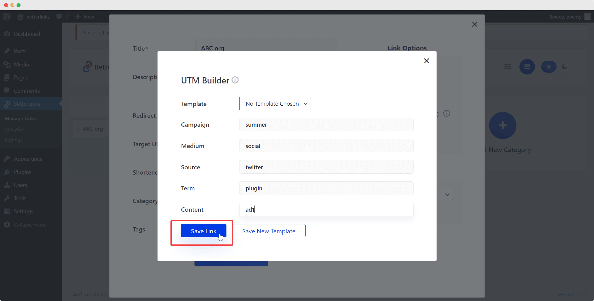 Configure UTM Builder