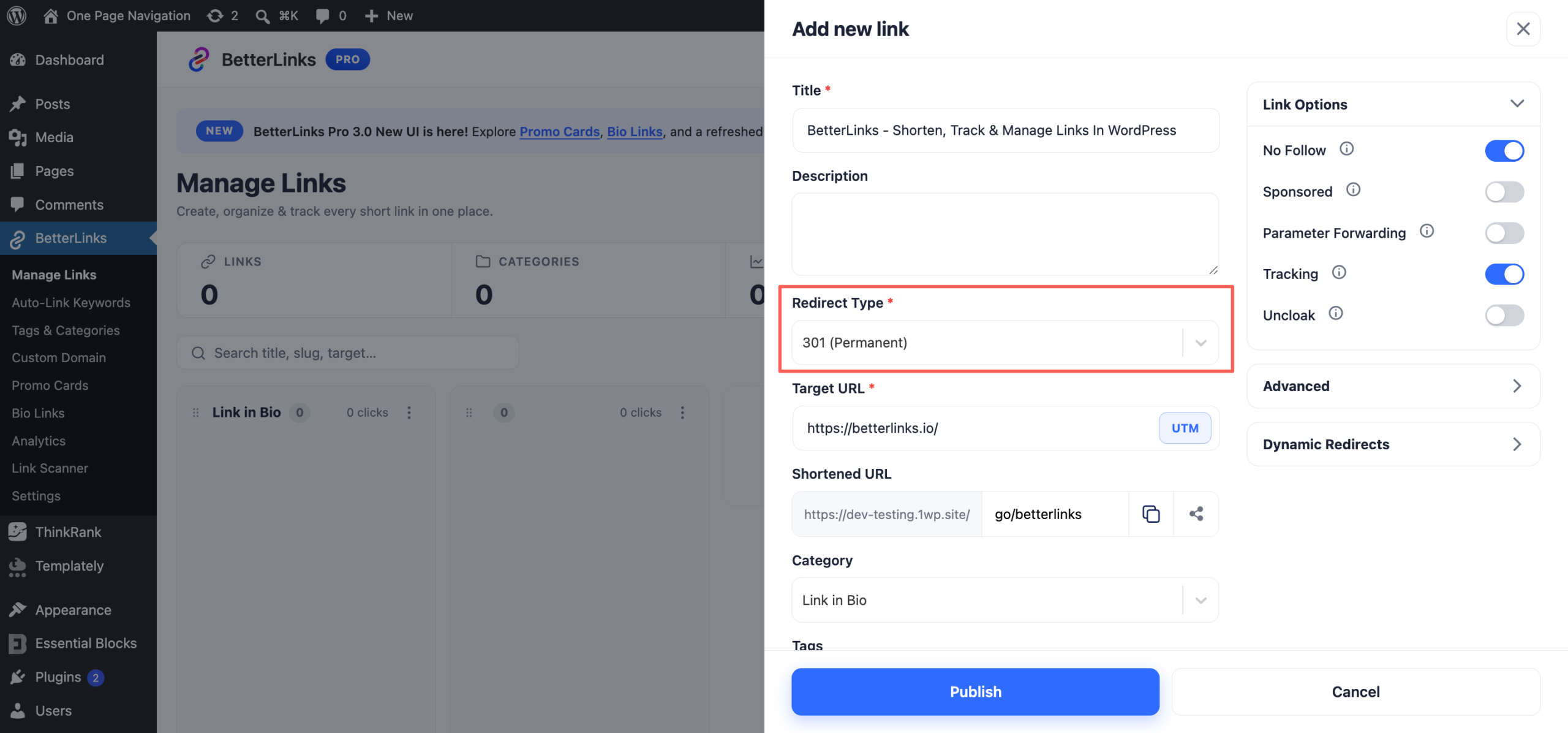 301 Redirects (Permanent) - BetterLinks