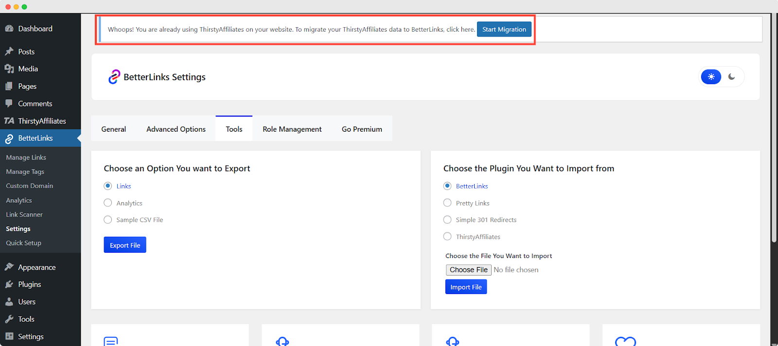 How To Migrate & Import ThirstyAffiliates Data (Links) To BetterLinks? 1 import ThirstyAffiliates Data