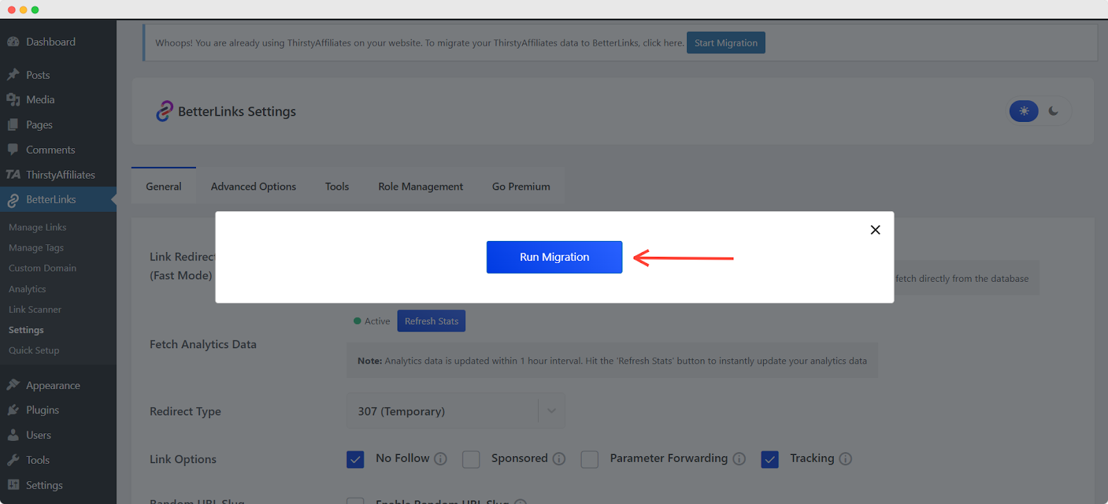 How To Migrate & Import ThirstyAffiliates Data (Links) To BetterLinks? 2 start-migration-from-thirstyaffiliates-to-betterlinks