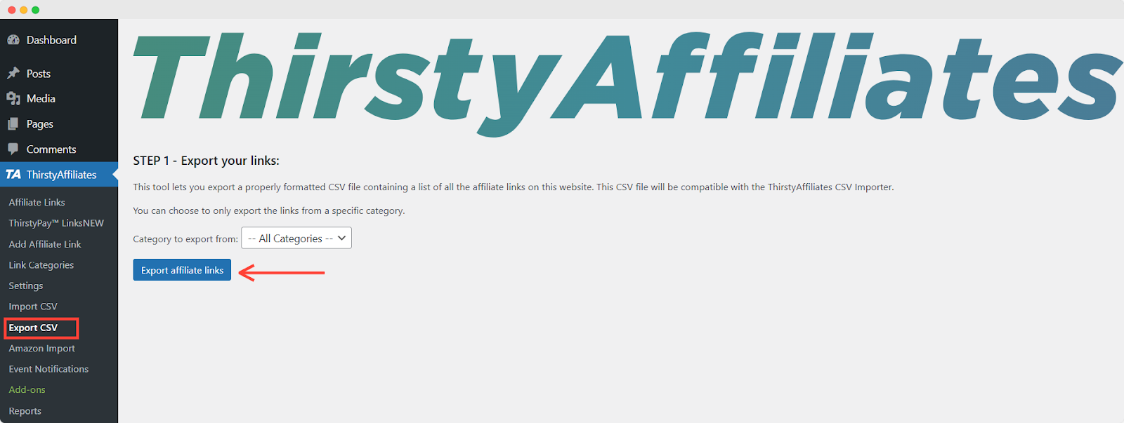How To Migrate & Import ThirstyAffiliates Data (Links) To BetterLinks? 6 export-affiliate-links
