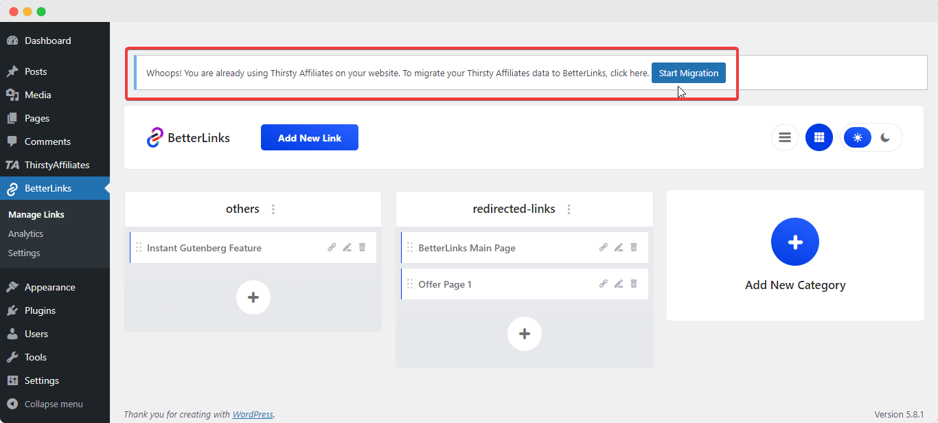 Import ThirstyAffiliates Data