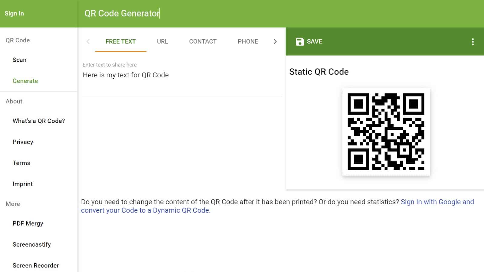 Free QR Code Generator