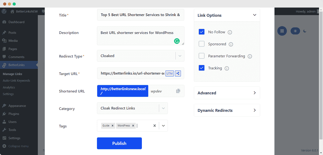 Cloak Redirect Links