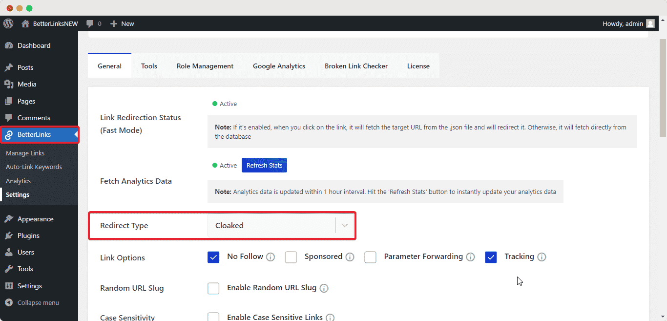 Cloak Redirect Links