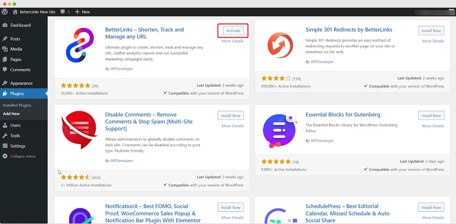 Install BetterLinks PRO