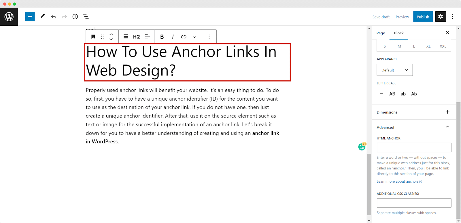 Anchor Links