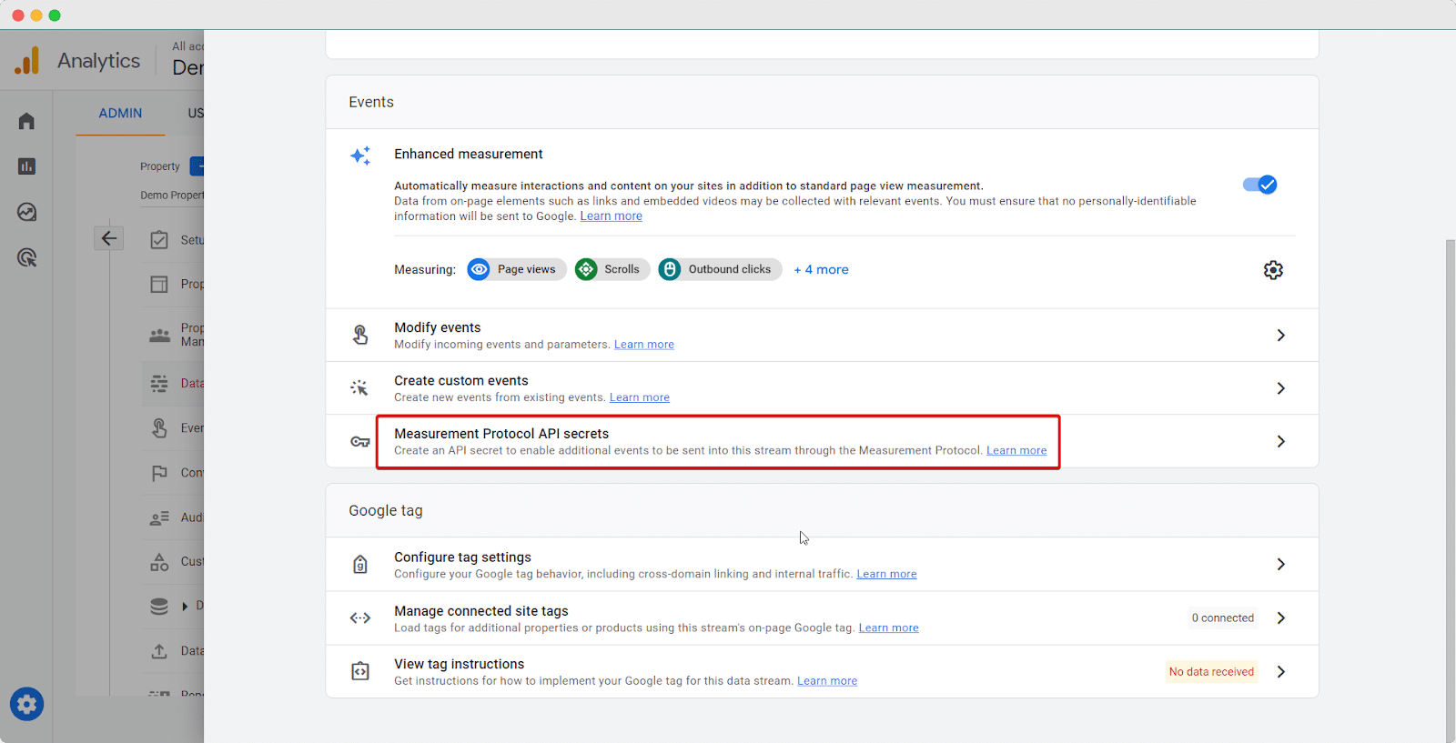 Measurement Protocol API Secret