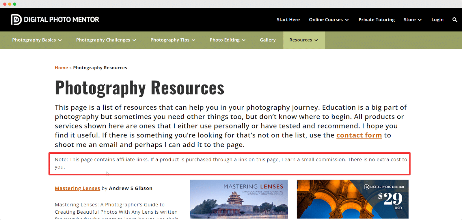 how to create a resource page