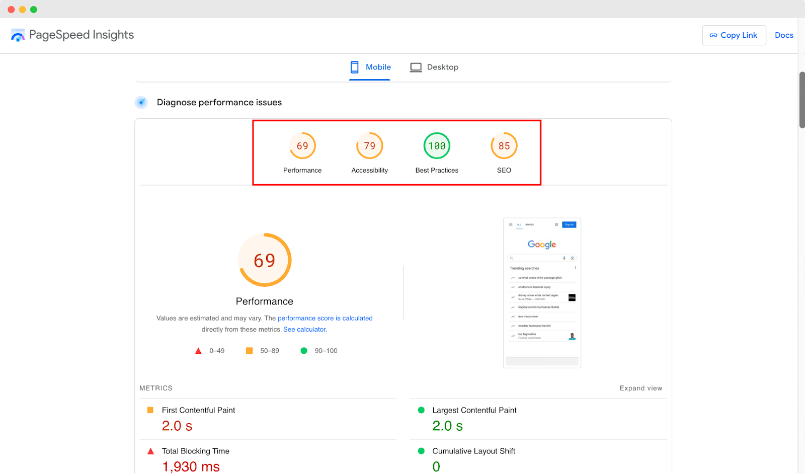 Google PageSpeed Insights