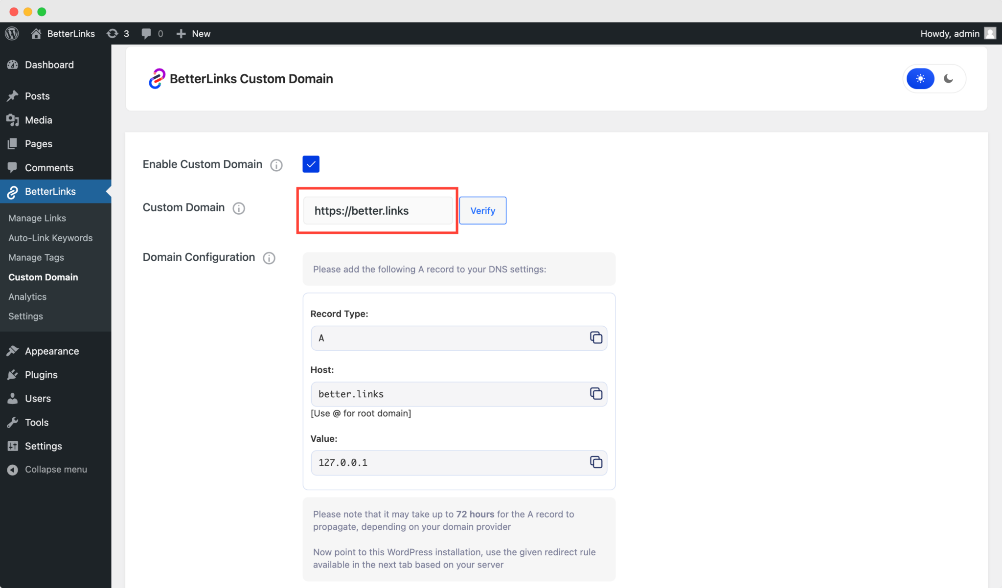 How To Configure Custom Domain Feature In BetterLinks? - BetterLinks