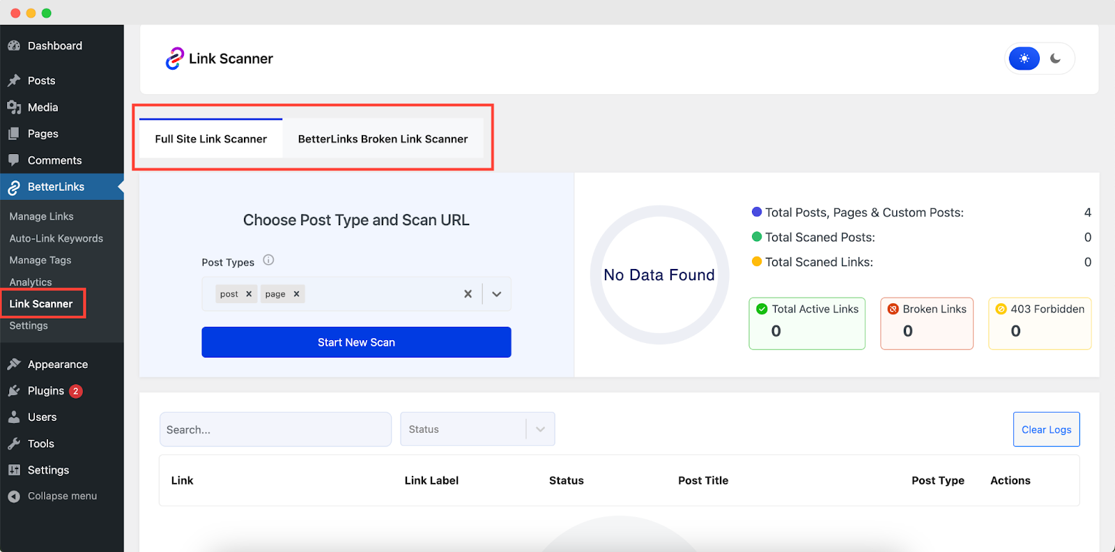 full site link scanner