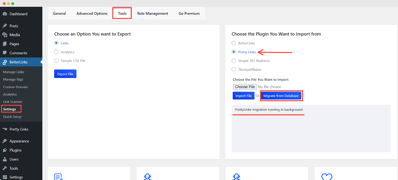 How to Migrate & Import Pretty Links' Links to BetterLinks? 5 Import Pretty Links' Links To BetterLinks