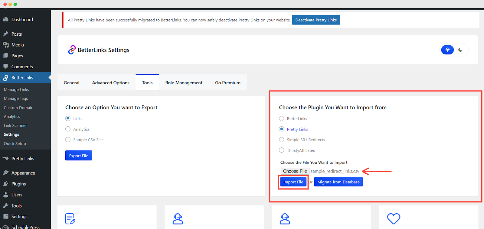 How to Migrate & Import Pretty Links' Links to BetterLinks? 8 Import Pretty Links' Links To BetterLinks