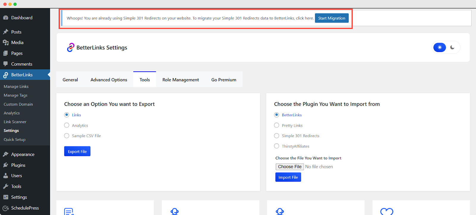 How to Migrate & Import Simple 301 Redirects Links to BetterLinks? 1 Import Simple 301 Redirects Links To BetterLinks