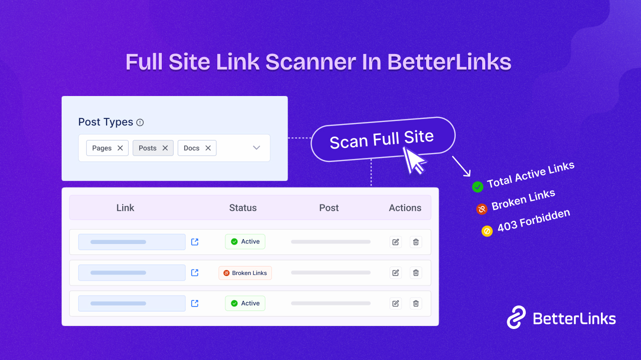 How to Optimize Affiliate Links with Keywords for Better Results 2 Full Site Link Scanner in BetterLinks