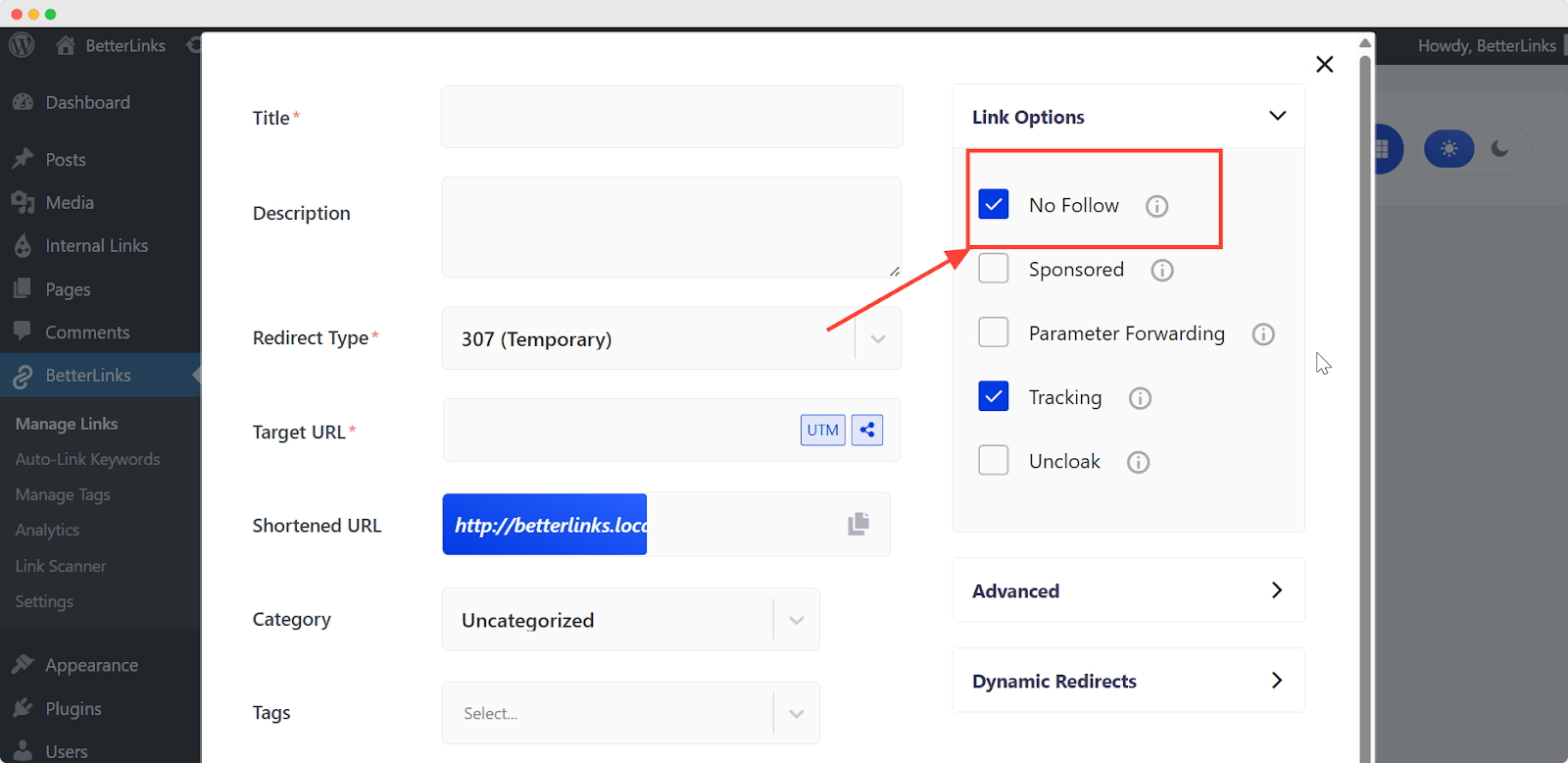 How to Use Nofollow Links for Affiliate Marketing in 2025 3 add nofollow to your affiliate links using BetterLinks