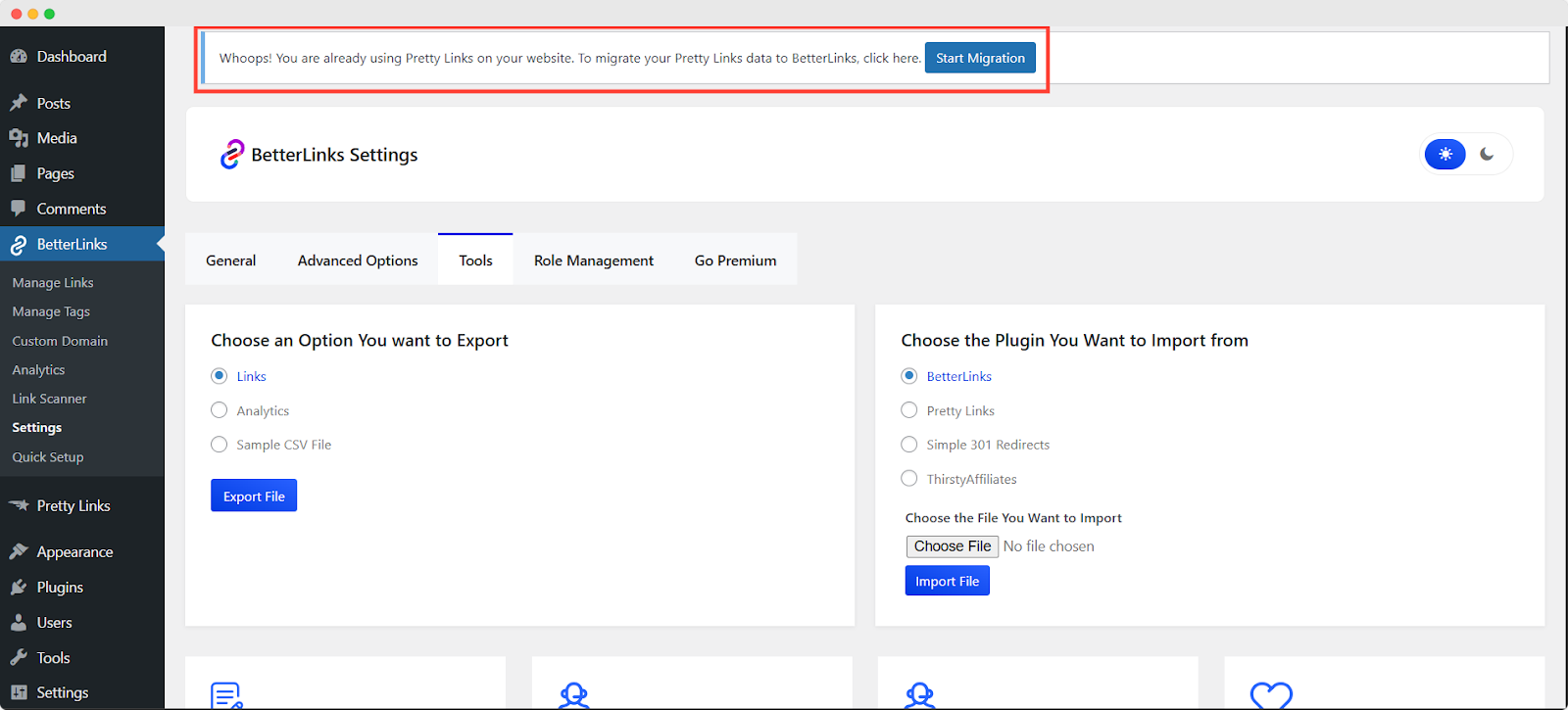 How to Migrate & Import Pretty Links' Links to BetterLinks? 1 Import Pretty Links' Links To BetterLinks