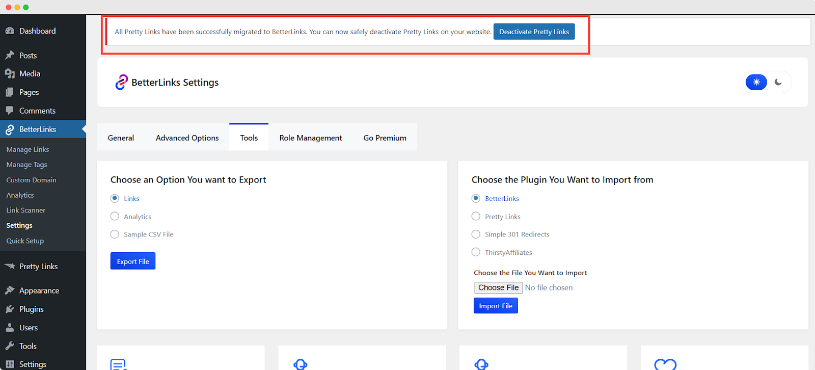 How to Migrate & Import Pretty Links' Links to BetterLinks? 4 Import Pretty Links' Links To BetterLinks