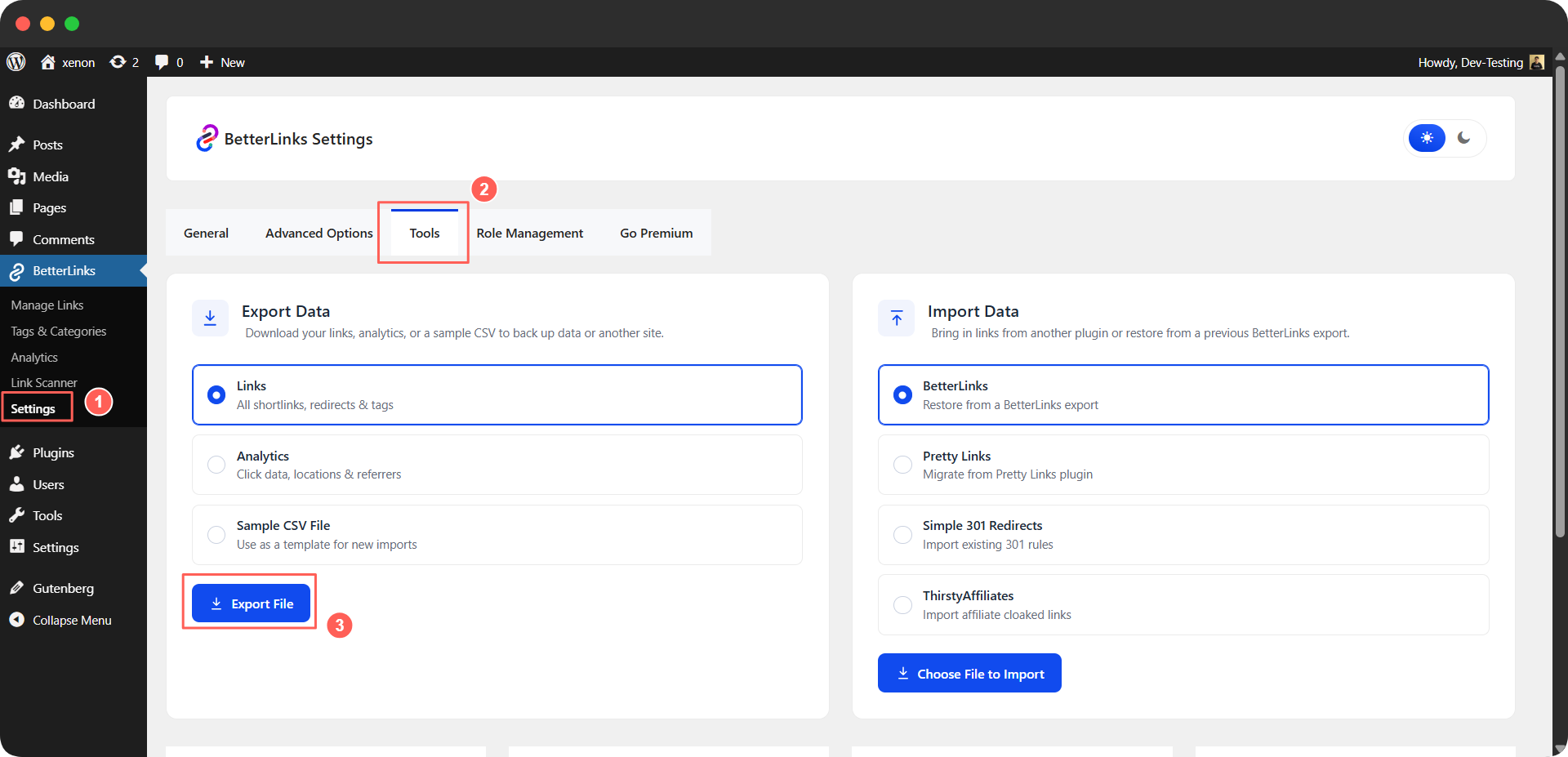 Export Your Links