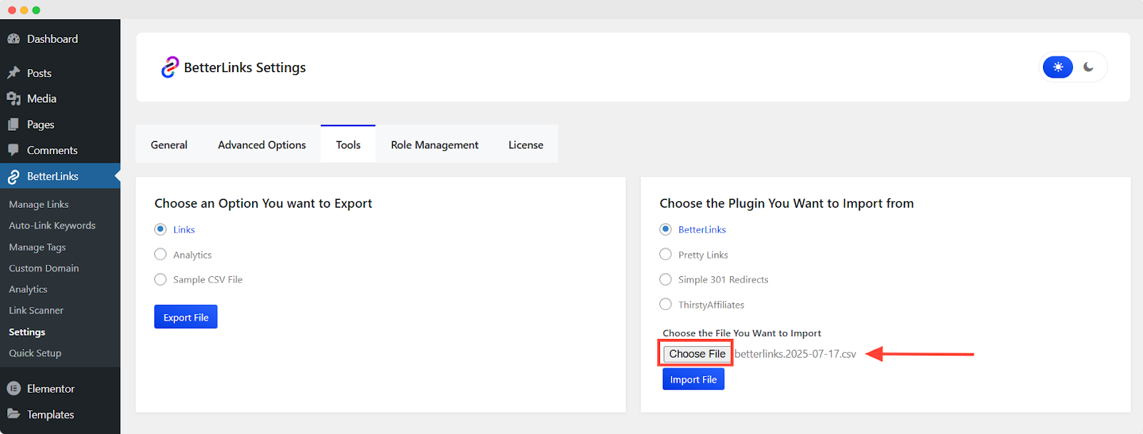How to Import Short Links Using CSV File in BetterLinks? 6 Import the Customized CSV