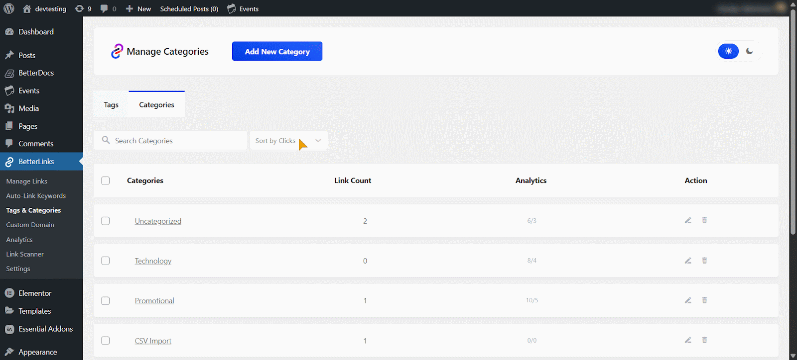 How to Add & Manage Categories with BetterLinks? 3 click the category name in the ‘Categories’ column