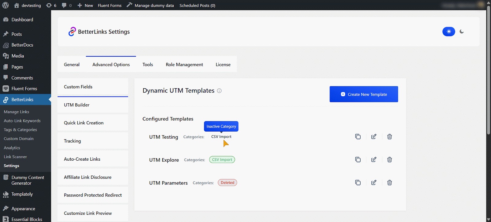 How to Create a Dynamic UTM Template with BetterLinks? 11 category states