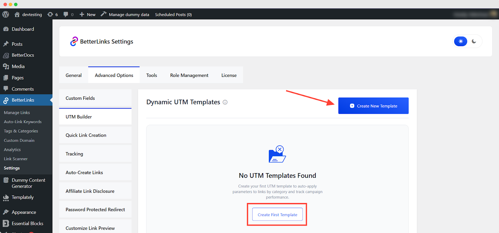 How to Create a Dynamic UTM Template with BetterLinks? 2 Create UTM Templates