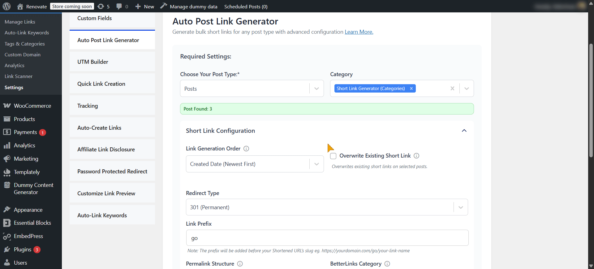 How the Auto Post Link Generator Works in BetterLinks? 4 Customize Auto Short Link Generator