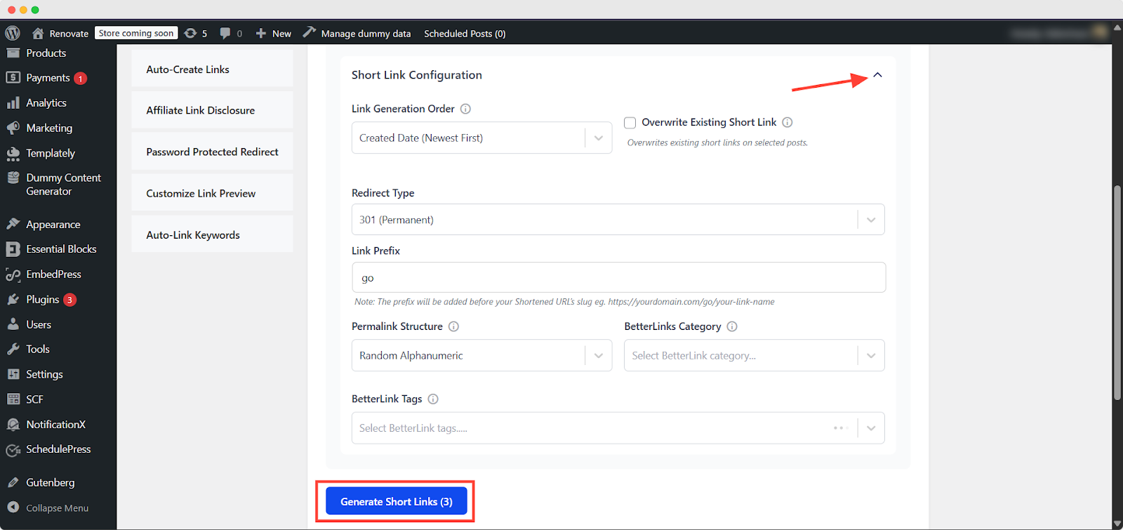 How the Auto Post Link Generator Works in BetterLinks? 3 Short Link Configuration