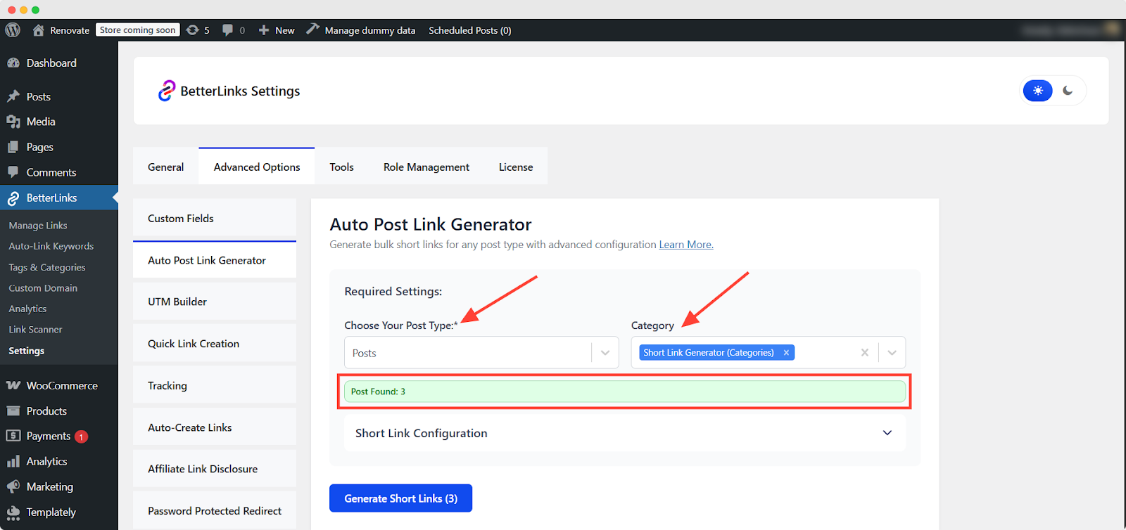 How the Auto Post Link Generator Works in BetterLinks? 2 Choose your post type