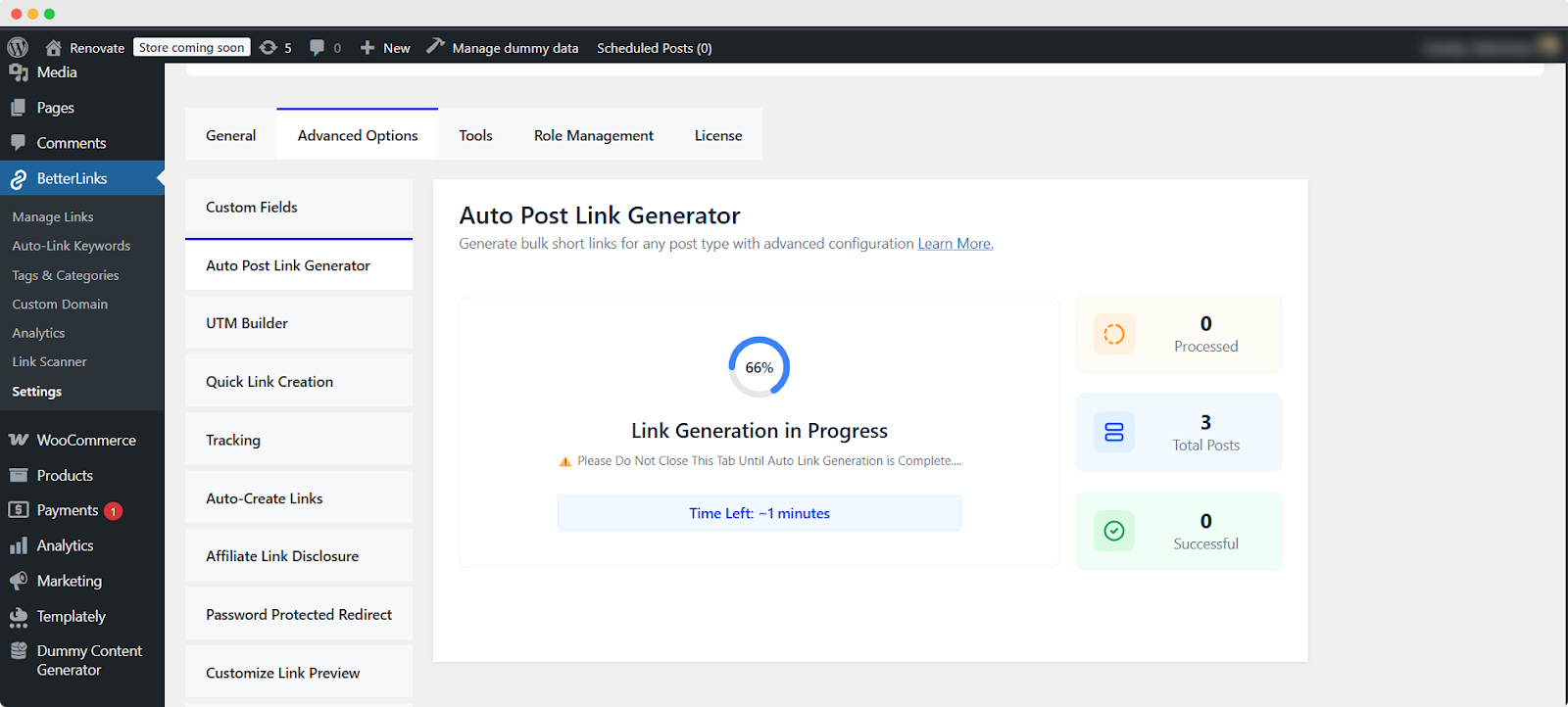 How the Auto Post Link Generator Works in BetterLinks? 6 Link Generation in Progress