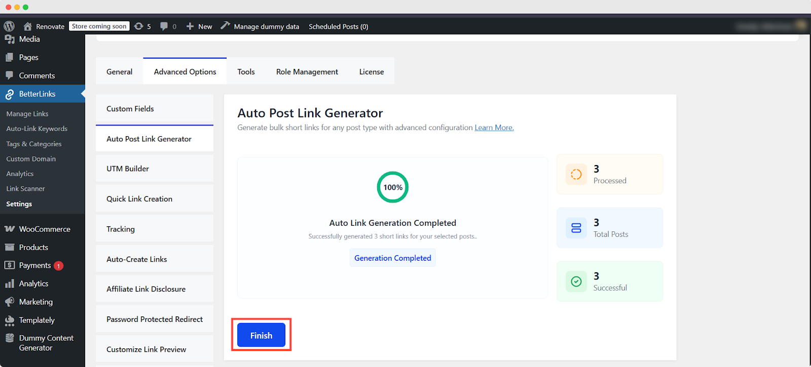 How the Auto Post Link Generator Works in BetterLinks? 7 Auto Link Generation Completed