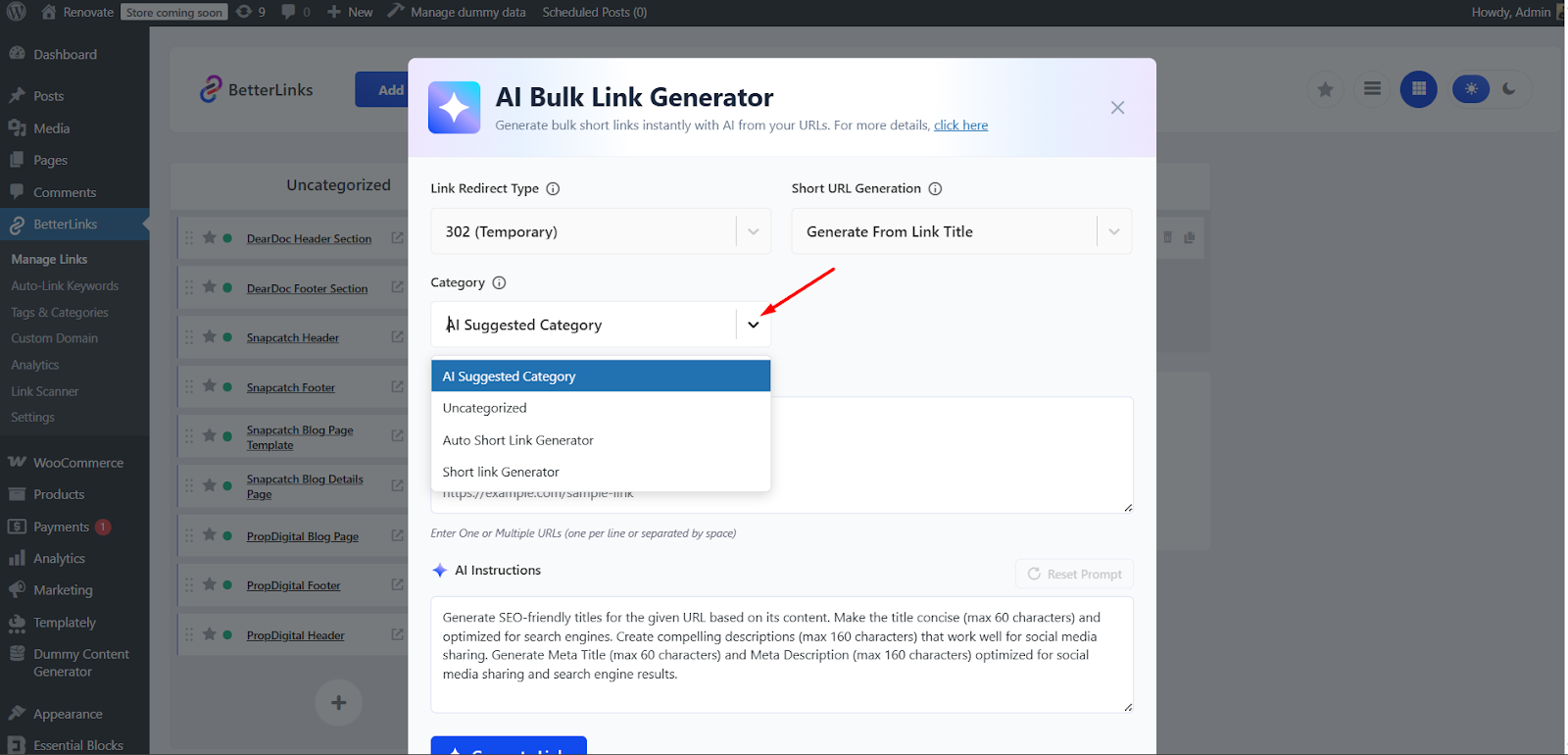 AI Bulk Link Generator in BetterLinks: How It Works 9 Category