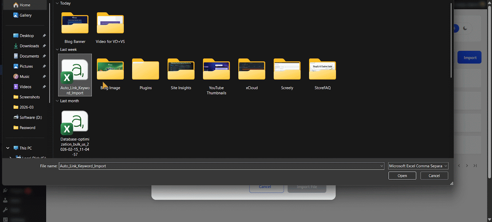 A progress indicator will show the upload status