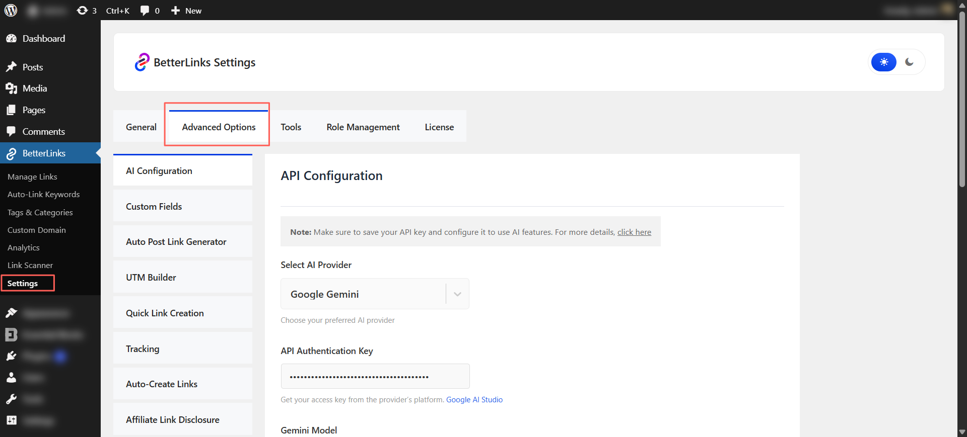 Step 01: Enable the AI Link Assistant