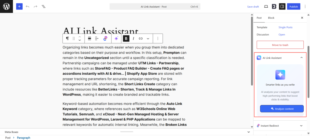 How to Use AI Link Assistant in WordPress with BetterLinks