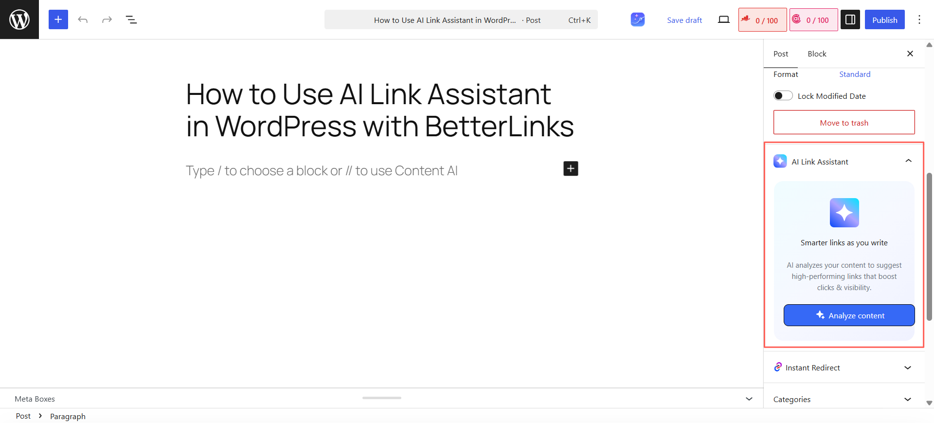 Analyze Your Content in the Editor