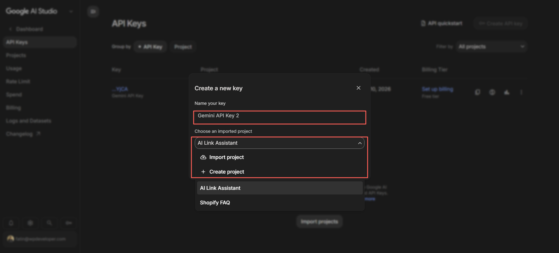 Create an API Key