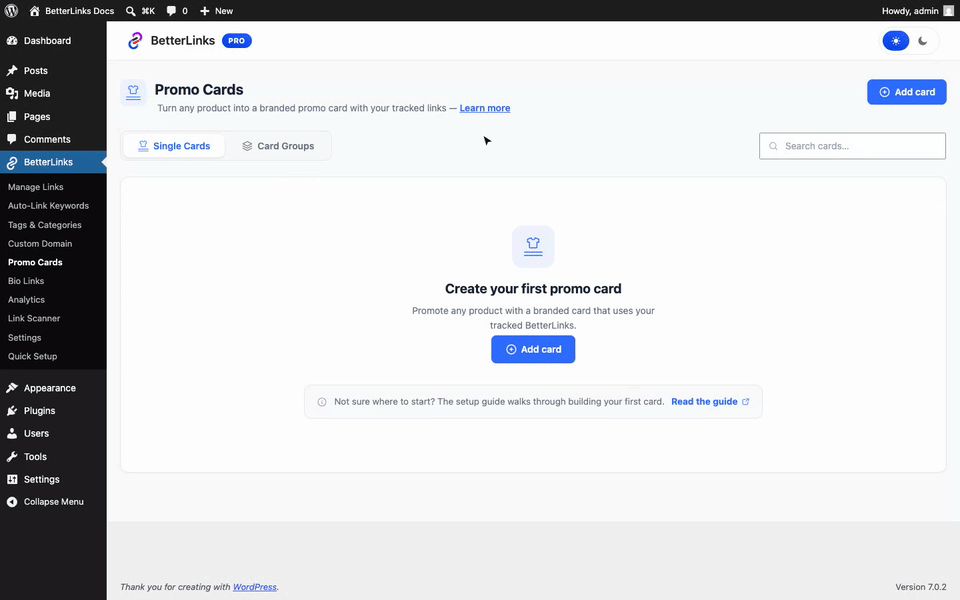 How to Create Promo Cards with BetterLinks? 3 open the Promo Card designer, where you can configure your card